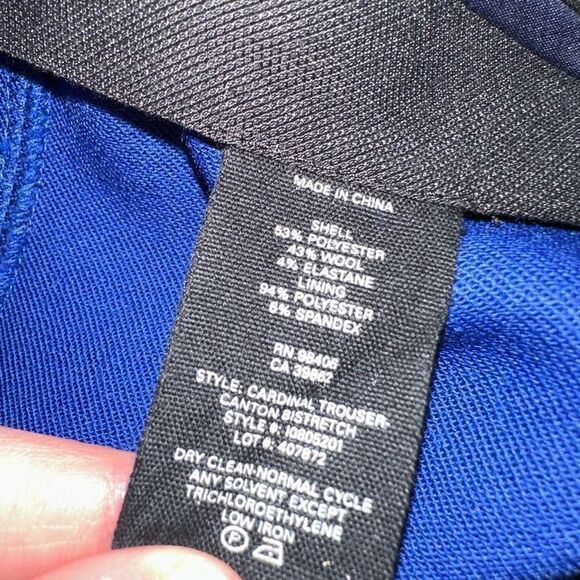 Theory Cardinal Trousers Wool Blend Cosmic Blue Straight Leg Womens 12 Career - Picture 11 of 13